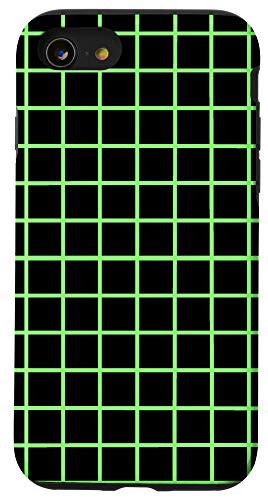iPhone SE  2020    7   8 Simple Plain Green Grid Lines On Black Background Case