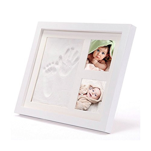 CHEEKOYA Baby Handprint Kit & Footprint Photo Frame for Newborn Girls and Boys, Baby Photo Album for Shower Registry, Personalized Baby Gifts, for Room Wall Nursery Decor