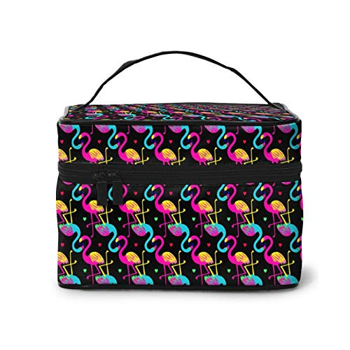 Bright flamingo Makeup Bag Travel Cosmetic Bag Portable Travel Train Case Funny Toiletry Storage Organizer
