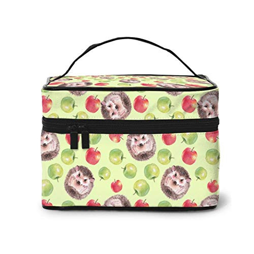 Watercolor apples and hedgehog Makeup Bag Travel Cosmetic Bag Portable Travel Train Case Funny Toiletry Storage Organizer Watercolor apples and hedgehog Makeup Bag Travel Cosmetic Bag Portable Travel Train Case Funny Toiletry Storage Organizer