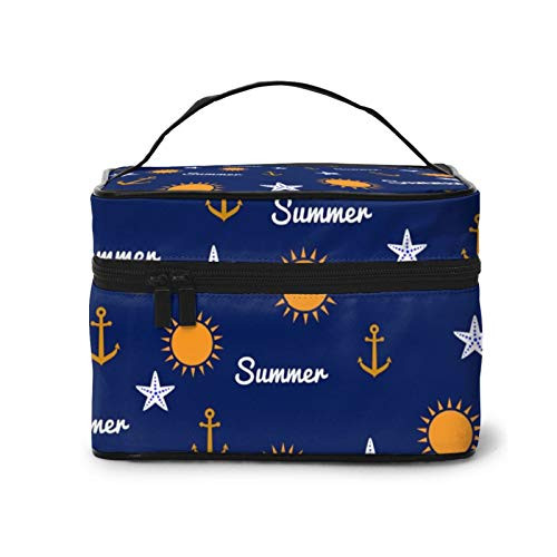 tropical Summer sun anchor Makeup Bag Travel Cosmetic Bag Portable Travel Train Case Funny Toiletry Storage Organizer tropical Summer sun anchor Makeup Bag Travel Cosmetic Bag Portable Travel Train Case Funny Toiletry Storage Organizer