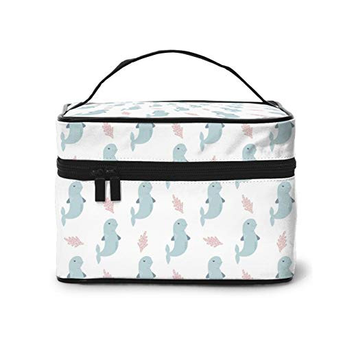 cute dolphins Makeup Bag Travel Cosmetic Bag Portable Travel Train Case Funny Toiletry Storage Organizer