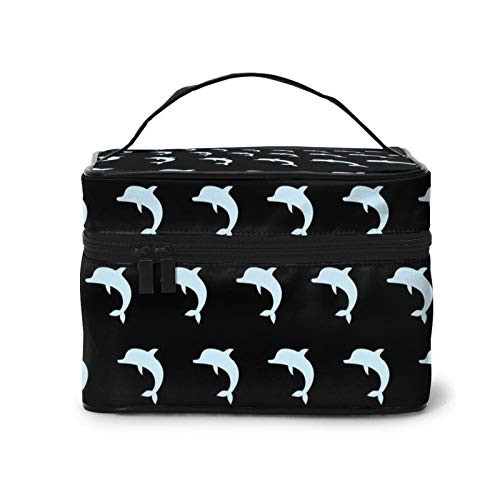 cute jumping dolphins Makeup Bag Travel Cosmetic Bag Portable Travel Train Case Funny Toiletry Storage Organizer