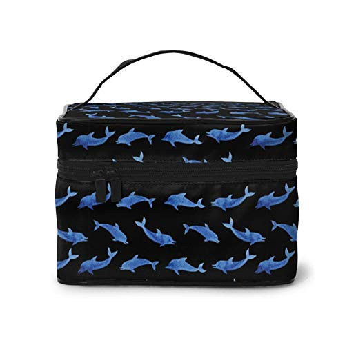 Dolphins pattern Makeup Bag Travel Cosmetic Bag Portable Travel Train Case Funny Toiletry Storage Organizer