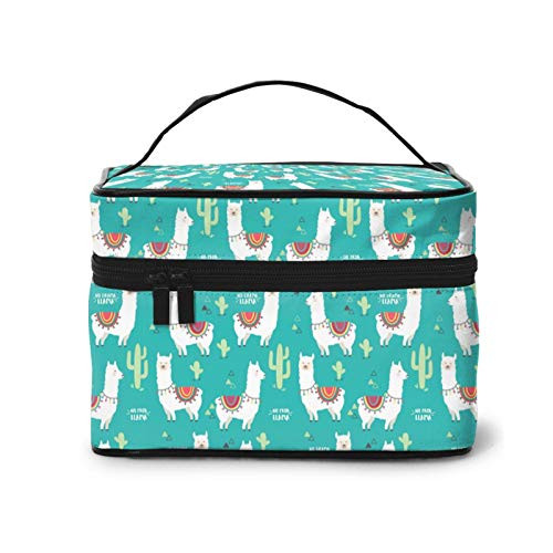 Cute white llama alpaca and cactus Makeup Bag Travel Cosmetic Bag Portable Travel Train Case Funny Toiletry Storage Organizer Cute white llama alpaca and cactus Makeup Bag Travel Cosmetic Bag Portable Travel Train Case Funny Toiletry Storage Organizer