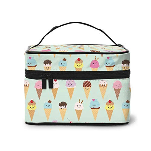 kawaii ice cream cones Makeup Bag Travel Cosmetic Bag Portable Travel Train Case Funny Toiletry Storage Organizer