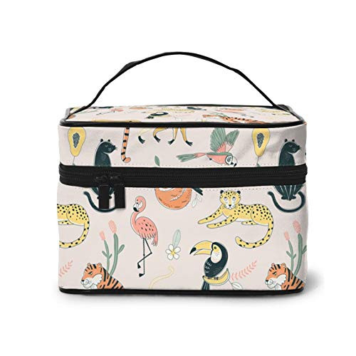 Jungle animals Makeup Bag Travel Cosmetic Bag Portable Travel Train Case Funny Toiletry Storage Organizer