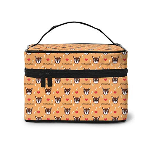 cute chihuahua dog Makeup Bag Travel Cosmetic Bag Portable Travel Train Case Funny Toiletry Storage Organizer