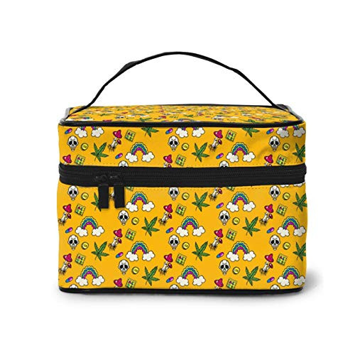 psychedelic pattern Makeup Bag Travel Cosmetic Bag Portable Travel Train Case Funny Toiletry Storage Organizer