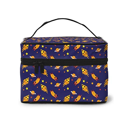 funny pizza UFO alien spaceship Makeup Bag Travel Cosmetic Bag Portable Travel Train Case Funny Toiletry Storage Organizer