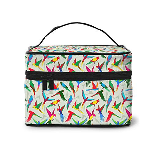 colorful parrot of jungle Makeup Bag Travel Cosmetic Bag Portable Travel Train Case Funny Toiletry Storage Organizer