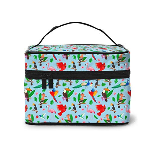 Tropical birds jungle summer Makeup Bag Travel Cosmetic Bag Portable Travel Train Case Funny Toiletry Storage Organizer