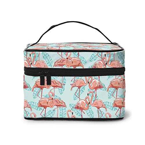 flamingo print Makeup Bag Travel Cosmetic Bag Portable Travel Train Case Funny Toiletry Storage Organizer