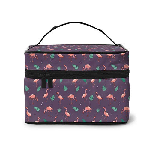 flamingos and tropical leaves Makeup Bag Travel Cosmetic Bag Portable Travel Train Case Funny Toiletry Storage Organizer flamingos and tropical leaves Makeup Bag Travel Cosmetic Bag Portable Travel Train Case Funny Toiletry Storage Organizer