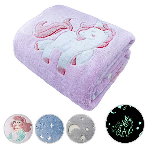 Glow in The Dark Throw Blanket Pink Unicorn Personalized Gifts for Girls Boys and Adults Cozy Super Soft Plush Fleece Throw Blanket for Everyday Use and Every Occasion  50x60 Inches   Unicorn