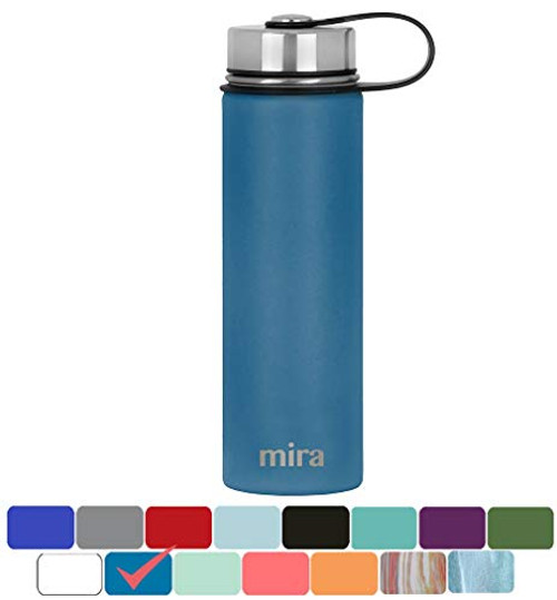 MIRA 22 Oz Stainless Steel Vacuum Insulated Wide Mouth Water Bottle | Thermos Keeps Cold for 24 hours, Hot for 12 hours | Double Wall Powder Coated Travel Flask | Hawaiian Blue MIRA 22 Oz Stainless Steel Vacuum Insulated Wide Mouth Water Bottle | Thermos Keeps Cold for 24 hours, Hot for 12 hours | Double Wall Powder Coated Travel Flask | Hawaiian Blue