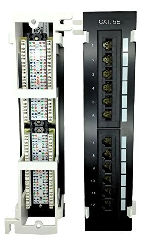 Cables Guru [UL Listed] Cat5e RJ45 Mini 12 Port Vertical Patch Panel with Mounting Bracket