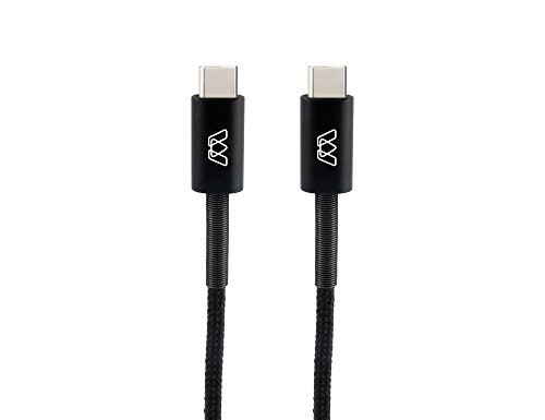 MOS Spring USB-C Cable, USB-C to USB-C, Black Cotton, 1 ft.