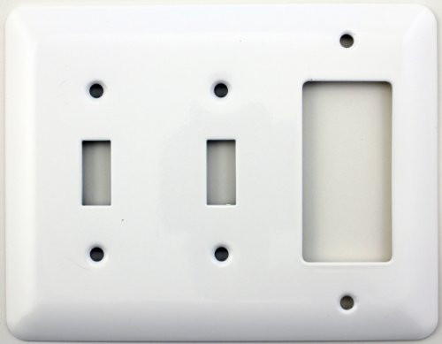 Mulberry Princess Style White Three Gang Combination Switch Plate - Two Toggle Light Switch Openings One GFI/Rocker Opening