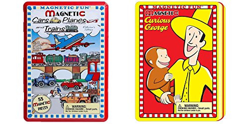 Lee Publications Magnetic Fun Cars, Planes and Trains Bundled with Magnetic Curious George Playset