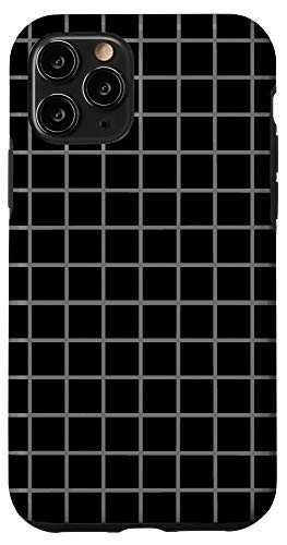 iPhone 11 Pro Simple Gray Grid Lines on Black Background Case