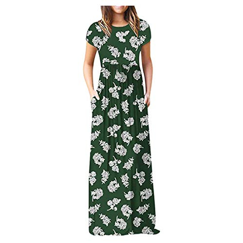 Summer Maxi Dresses for WomenWomens Casual Loose Pocket Long Dress Short Sleeve Split Maxi Dresses Green Summer Maxi Dresses for WomenWomens Casual Loose Pocket Long Dress Short Sleeve Split Maxi Dresses Green