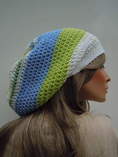 Dreadlock Tam Rasta Tam Cap Hippie Hat Bag Hat Soft Colors Cap Rasta Hat Blue and Lime tam Blue and Green hat Mixed Colors