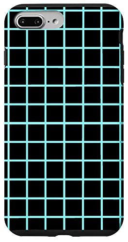 iPhone 7 Plus 8 Plus Simple Plain Blue Grid Lines On Black Background Case