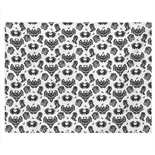 ScottDecor Gothic Terrarium Background Victorian Floral Motifs and Artistic Owl Figures Classical Vintage Flourishes PVC Self-Adhesive Decor Wall Black Grey White W24 x L16 Inch