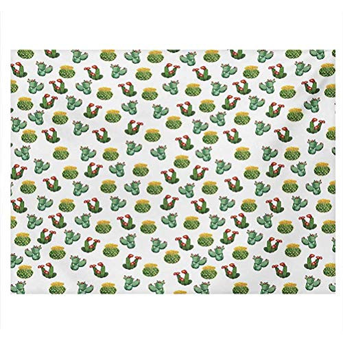 ScottDecor Plants Aquarium Background Sticker Floral Theme Watercolor Style Effect Illustration of Cactus and Suculent Prints PVC Self-Adhesive Decor Wall Green Yellow W24 x L16 Inch