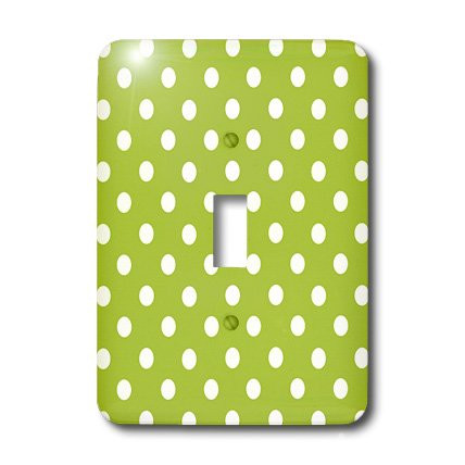 3dRose LLC lsp_20404_1 Green and White Polka Dot Print - Single Toggle Switch