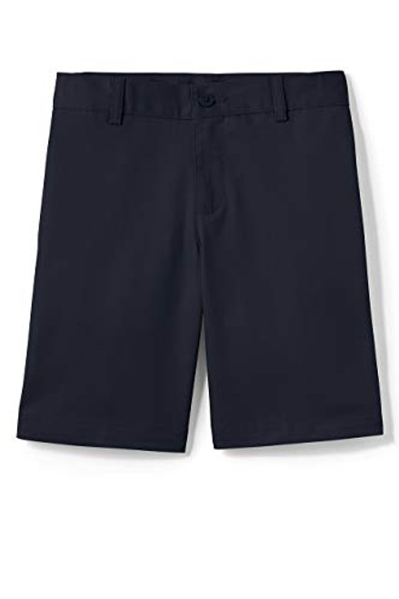 Lands End School Uniform Mens Plain Front Blend Chino Shorts 36 Classic Navy
