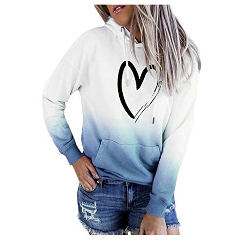 Appoi Hooded Sweatshirt for Women Tie-Dye Print Heart Graphic Pullover Shirt Loose Casual Drawstring Hoodies with Pockets Navy