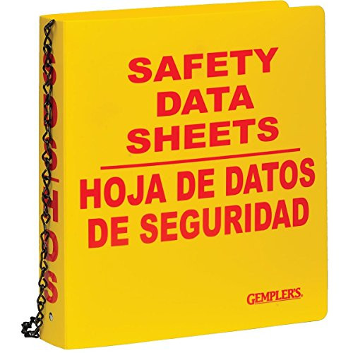 GEMPLERS Heavy Duty Premium-Grade 300-Page Yellow 1.5 GHS Compliance Binder for SDS Safety Data Sheets in Bilingual English and Spanish Plus 36 Chain for Securing to Wall or Storage Rack