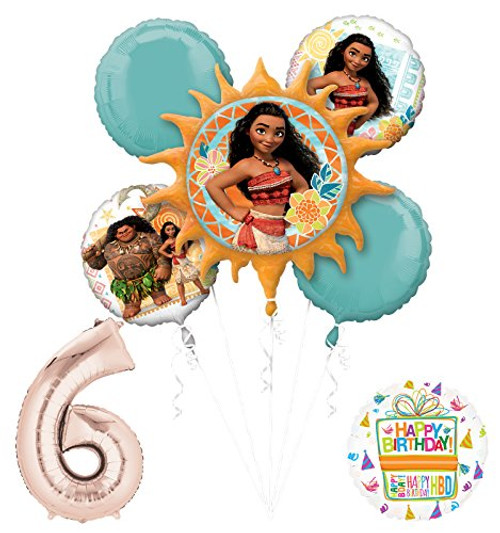 Mayflower Products Moana 6th Birthday party Supplies and Princess Balloon Bouquet Decorations