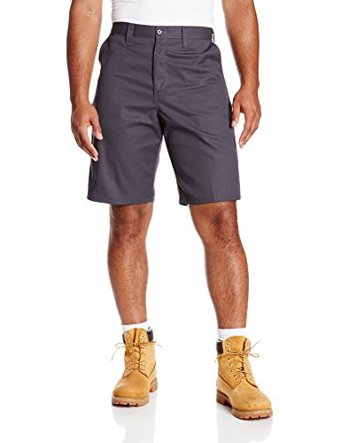 Dickies Occupational Workwear LR303CH 42 Polyester/Cotton Relaxed Fit Men's Industrial Flat Front Short with Button Closure, 42" Waist Size, 11" Inseam, Dark Charcoal