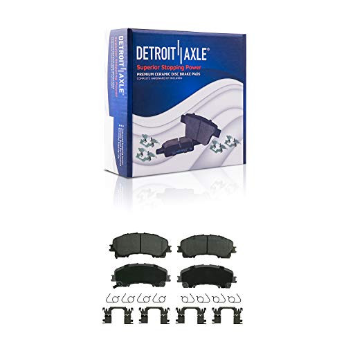 Detroit Axle - Front Ceramic Brake Pads w Hardware Kit for 2014-2017 Nissan Rogue 3rd Row Seating