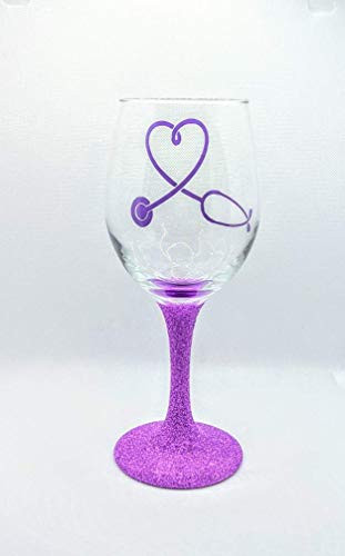 Stethoscope Medical Nurse Doctor Glitter Stem Or Stemless Wine Glass   Doctor Gift   Nurse Gift   Medical Gift   Medical School Graduation   Safety First