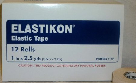 Johnson  and  Johnson First Aid Elastikon Elastic Tape 1 Inches X 5 Yards  Box of 12 Rolls