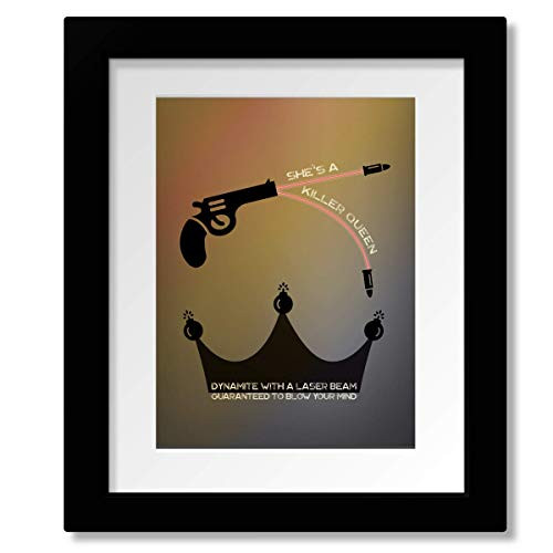 Killer Queen - Song Lyrics Gift Art - Classic Rock Music Quote Wall Decor Abstract Illustration - Framed Matted Print or Poster in a Variety of Sizes