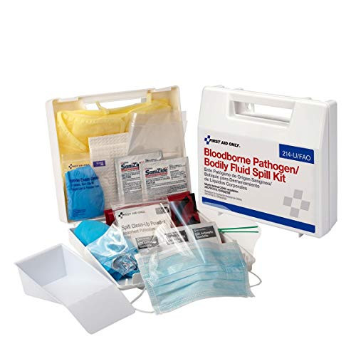 Brite Safety Wall-Mount Bloodborne Pathogen  BBP  and Bodily Fluid Spill Kit in Plastic Case 24 Pieces - OSHA Compliant 2018 Trauma Kit First Aid Kit Emergency Aid Kit