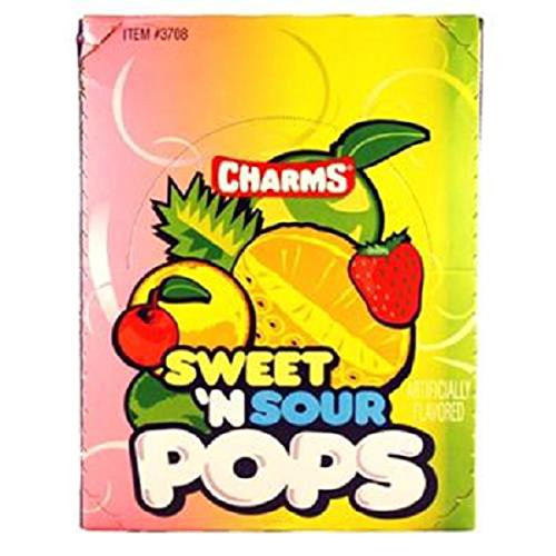 Charms Sweet  and  Sour Pops Count 48 - Sugar Candy   Grab Varieties  and  Flavors