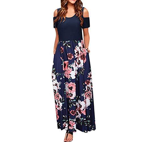 Dresses for Women Casual FallWomens Off The Shoulder Ruffle Party Dresses Side Split Beach Maxi Dress