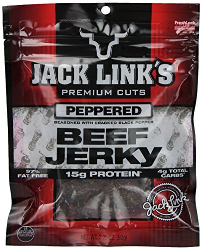 Jack Links Beef Jerky Peppered 3.25-Ounce Bags  Pack of 4