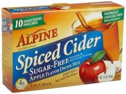 Alpine Spiced Cider Sugar-free Apple Flavor Drink Mix .14 Oz Pouch 10 Count Boxes  Pack of 6