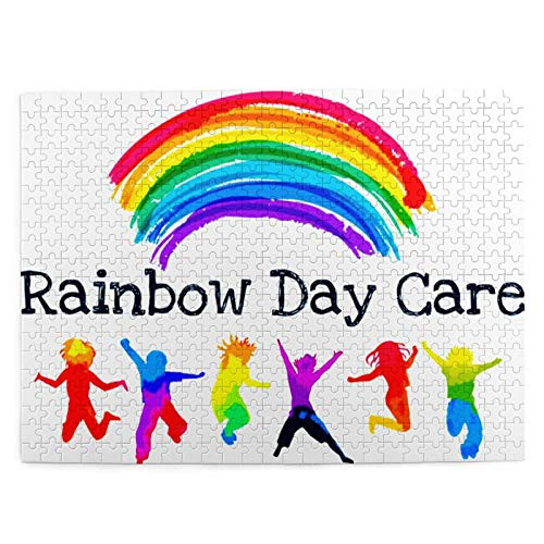 MSACRH Jigsaw Puzzles Rainbow Daycare Jigsaw Puzzles For Adult Kids 500 Pieces Wooden Puzzles Puzzles Decoration