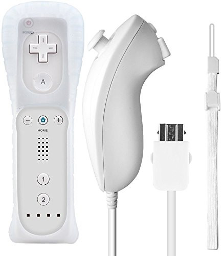 Bestseller2888 Nunchuck and Remote Controller for Nintendo Wii With Protective Silicone Case WHITE