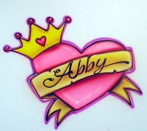 Personalized Tiara Heart Airbrush Custom Queen Princess Crown T-Shirt - Baby One Piece - Airbrushed Name - Toddler - Youth - Adult