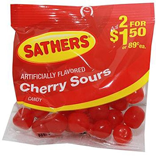Sathers 2  1.50 Cherry Sours Count 12  3.6 oz  - Sugar Candy   Grab Varieties  and  Flavors