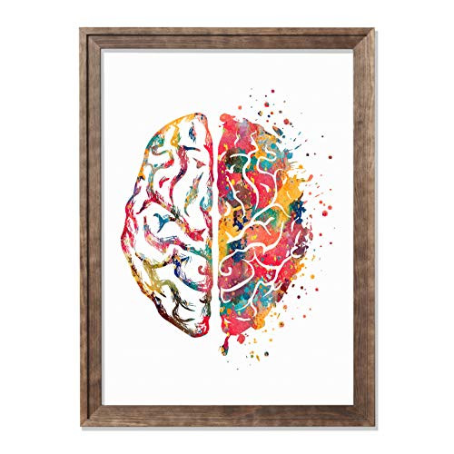 Right Brain Left Brain Watercolor Poster Brain Functions Art Neurology Print Creative Side and Logic Side of the Brain Decor Anatomy Wall Decor Medical Art Science